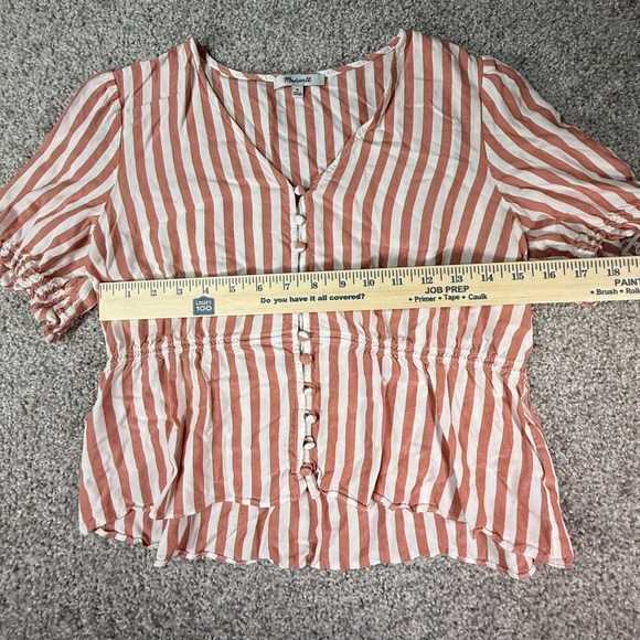 Madewell Courtyard cropped Ruffle-Hem Top | Sz M Orange and white - Picture 5 of 6